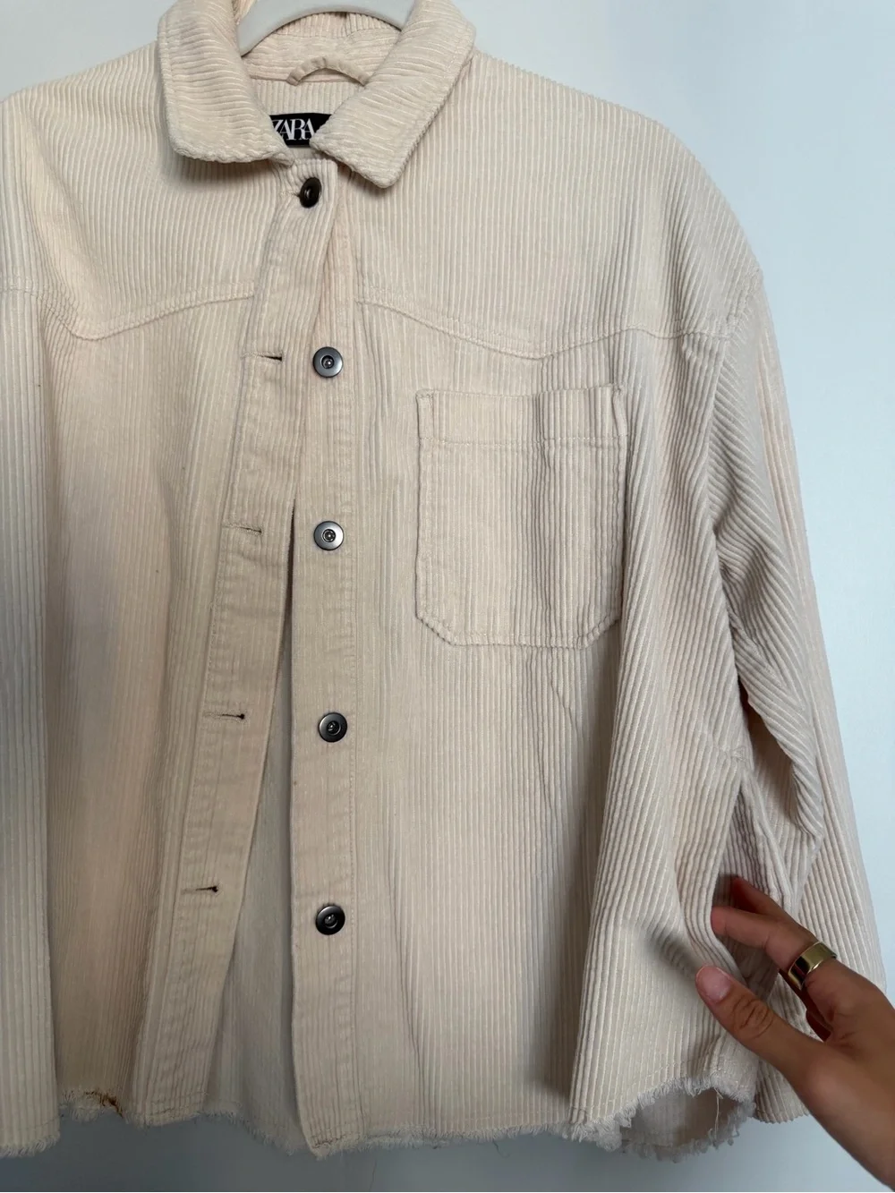 Zara Cream Corduroy Button-Up Jacket